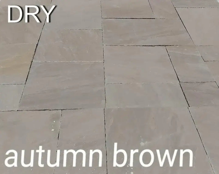 autumn brown sandstone paving slabs dry